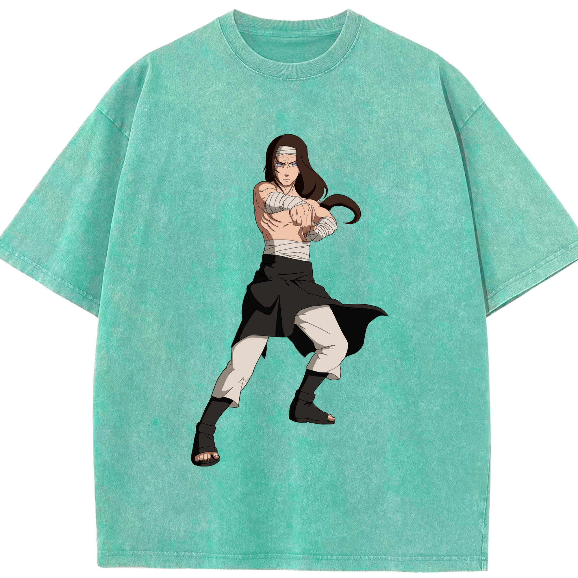 （画像用） NARUTO -ナルト- 日向ネジ Hyūga Neji 綿100% ヴィンテージ風 半袖Tシャツ（フロントプリント）